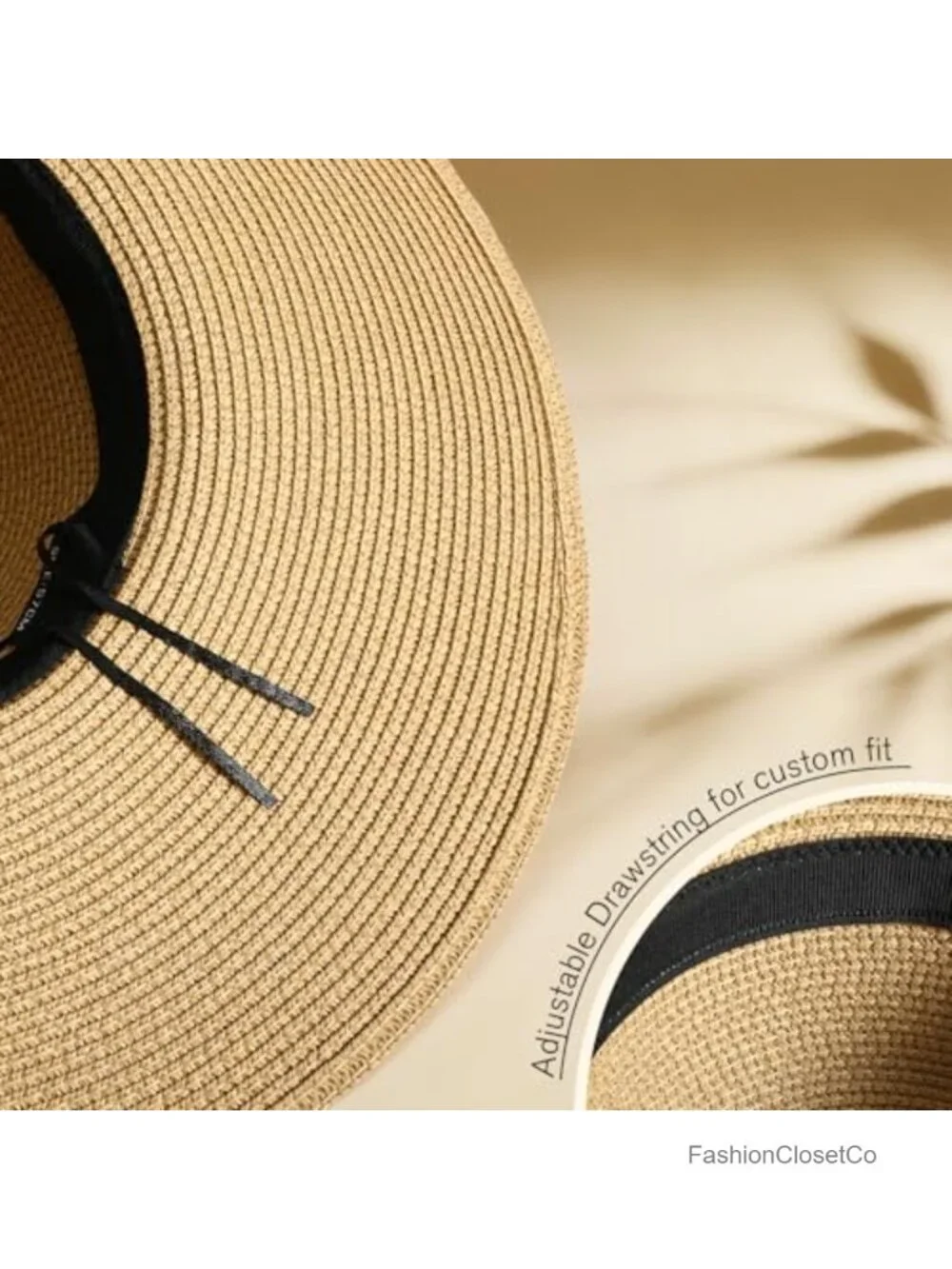 Wide Brim Sun Hat UPF 50+ Foldable Paper Straw Beach Vacation